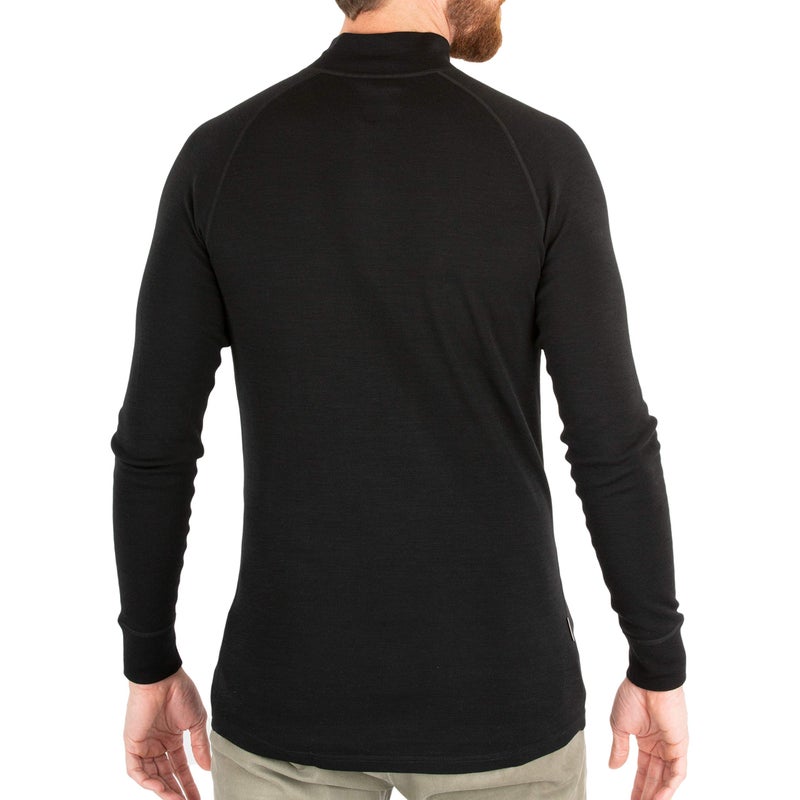 MERIWOOL Mens Base Layer 100% Merino Wool Midweight 250g Half Zip Sweater for Men Black - Image 2